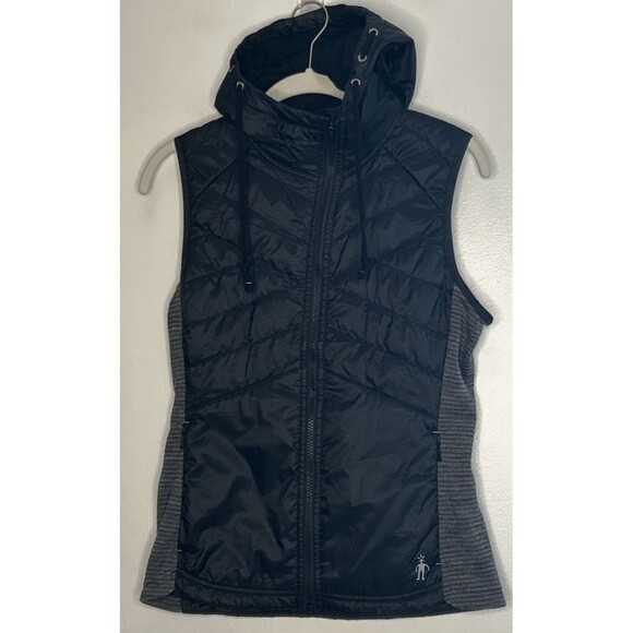 Smartwool Smartloft 60 Hoodie Vest Full Zip Merino Wool Hybrid Black Women’s XS - Picture 1 of 4